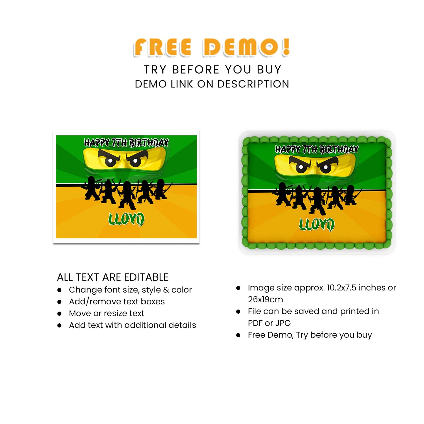 Elevate Your Party with Our Exclusive Ninjago Personalized Cake Images - Rectangle