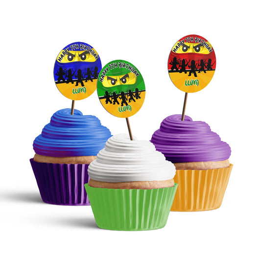 Ninjago themed personalized cupcakes toppers