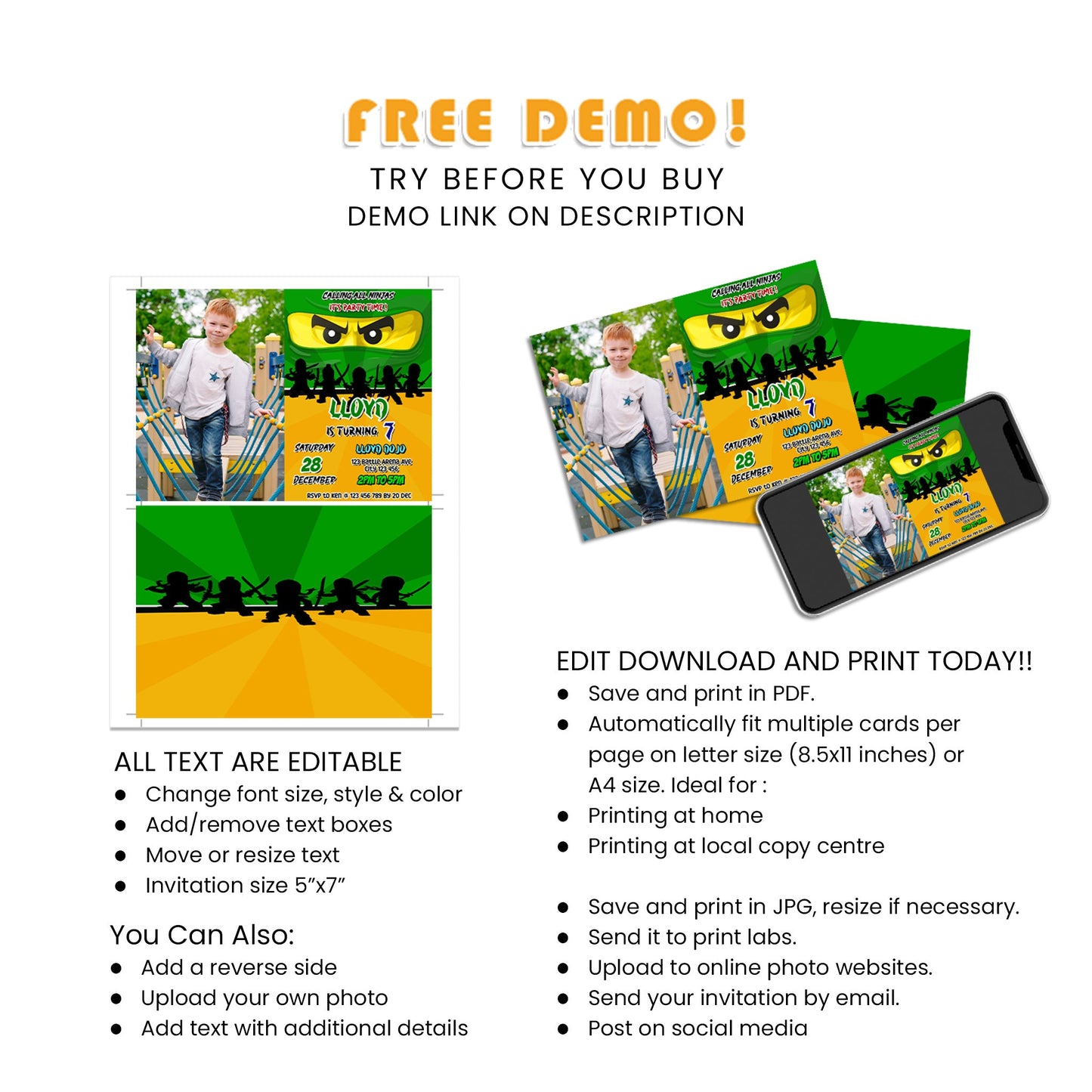 Create Unforgettable Memories with Our Ninjago Personalized Photo Card Invitations