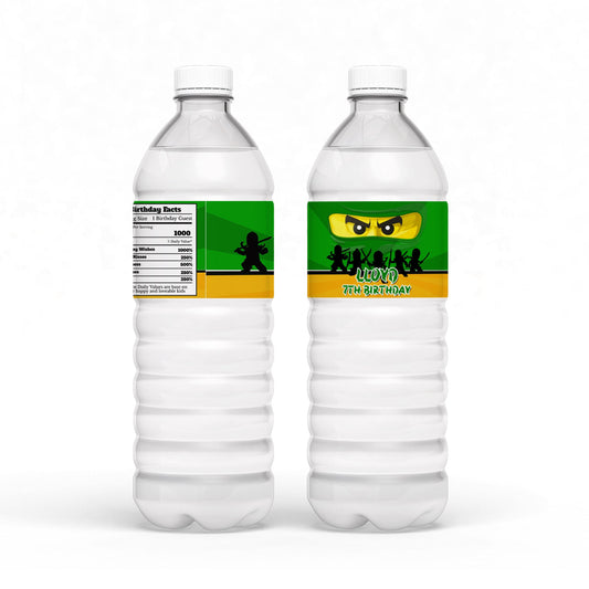 Ninjago themed water bottle label