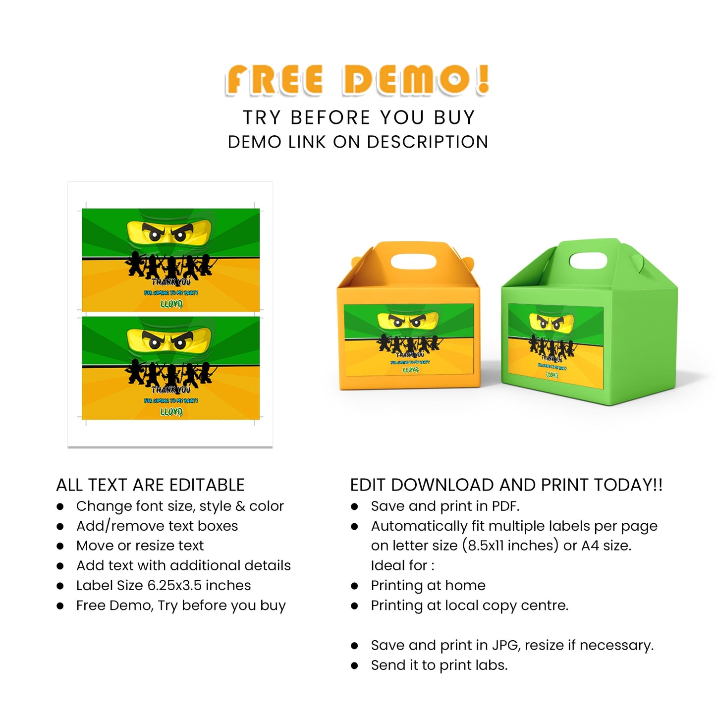 Make Your Treats Extra Special with Our Ninjago Treat Box Label