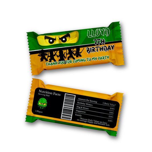 Ninjago themed Rice Krispies treats label and candy bar label