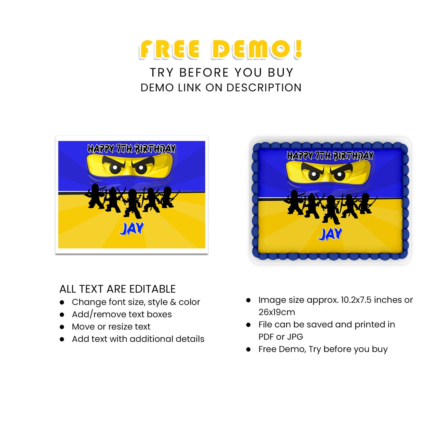 Elevate Your Party with Our Exclusive Ninjago Personalized Cake Images - Rectangle