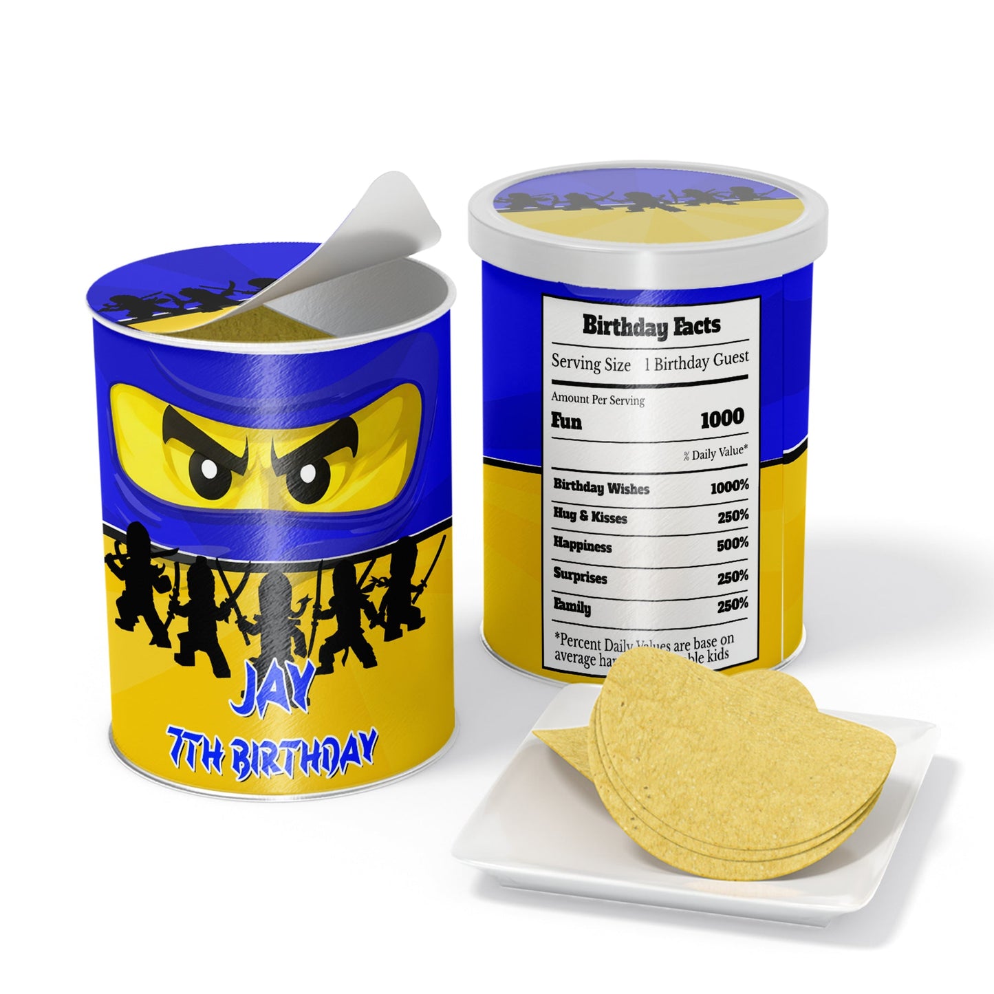 Small Pringles label with Ninjago theme