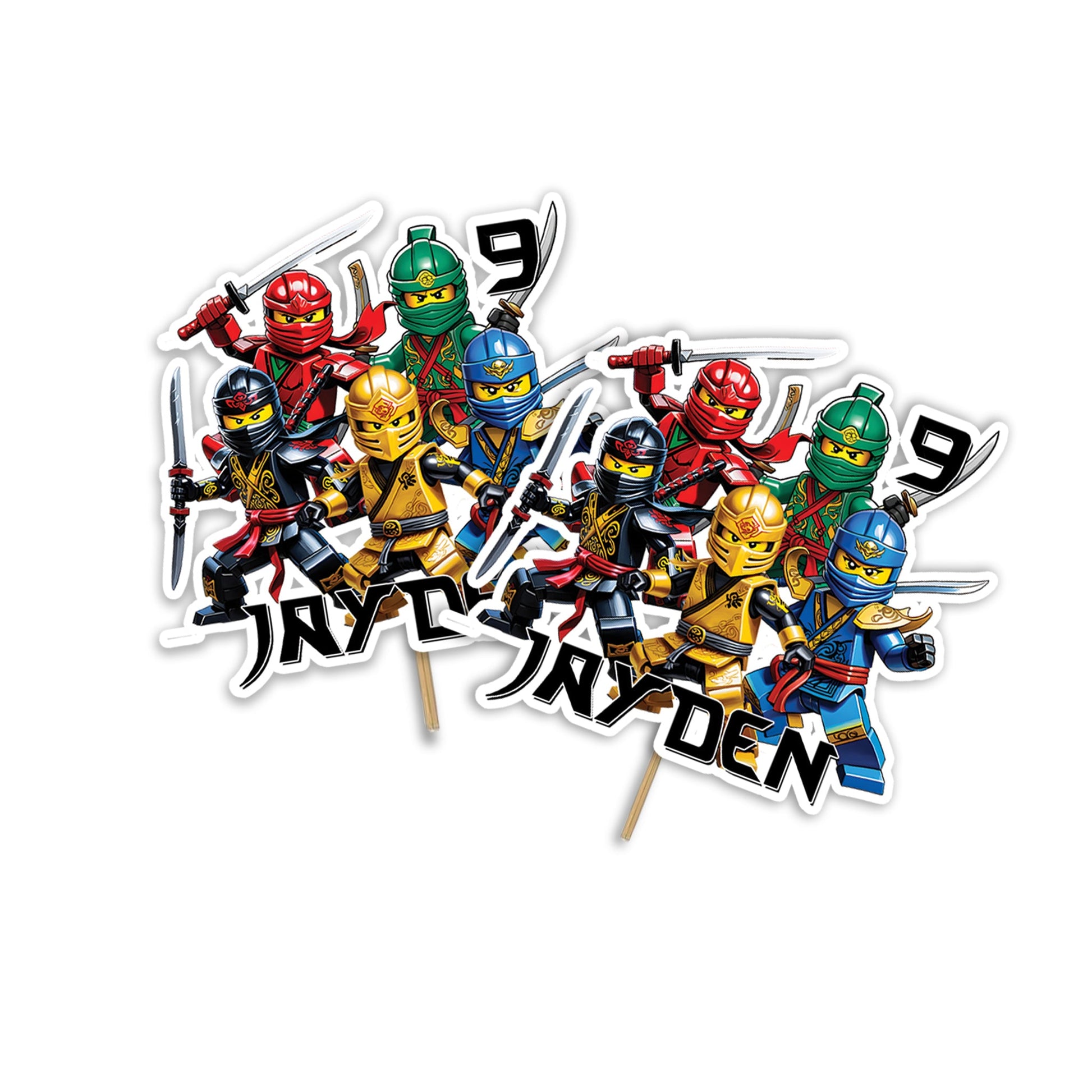 Ninjago themed personalized cake toppers