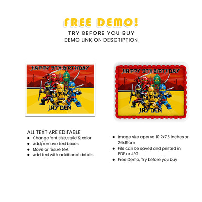 Elevate Your Party with Our Exclusive Ninjago Personalized Cake Images - Rectangle