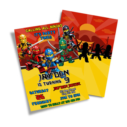 Personalized Ninjago birthday card invitations