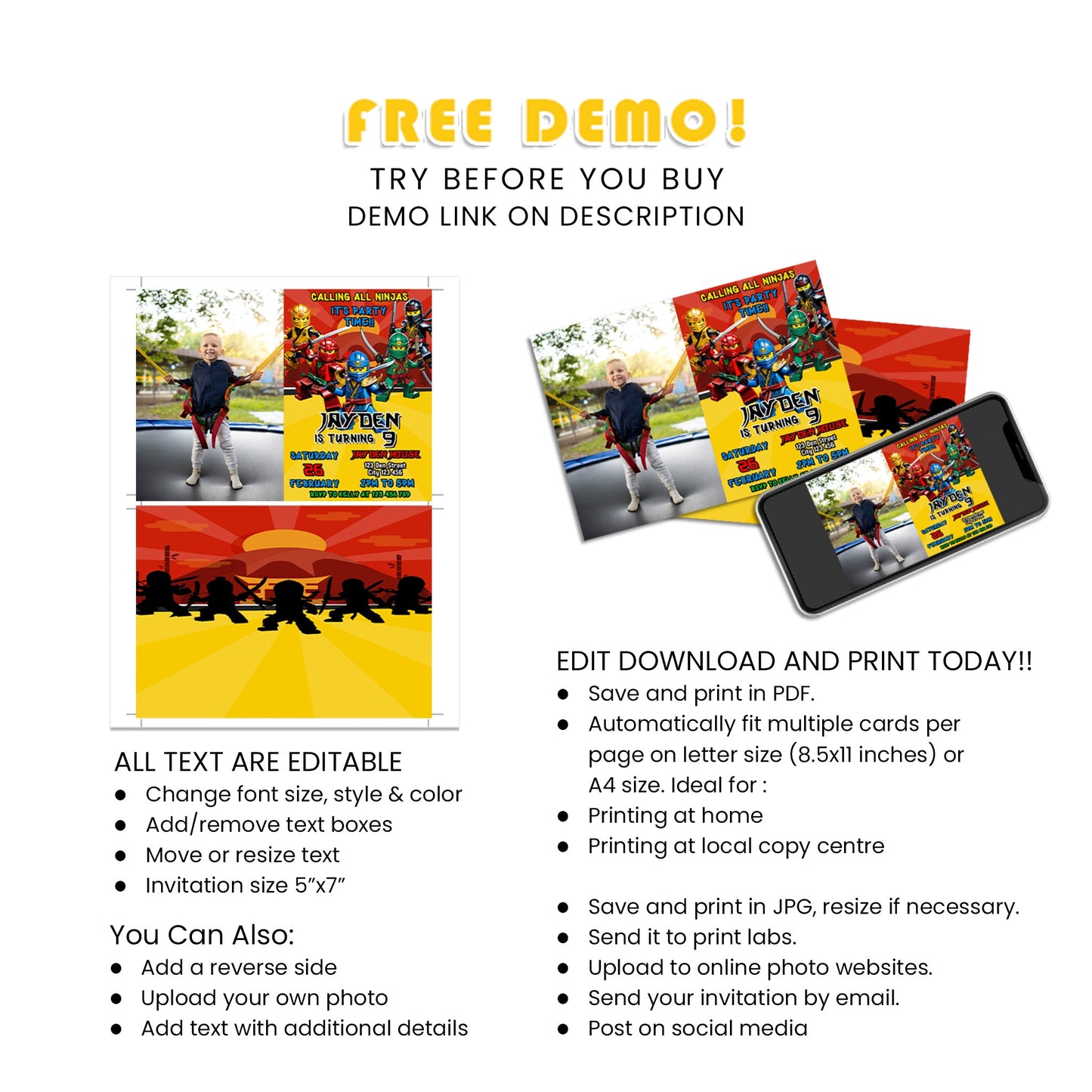 Create Unforgettable Memories with Our Ninjago Personalized Photo Card Invitations