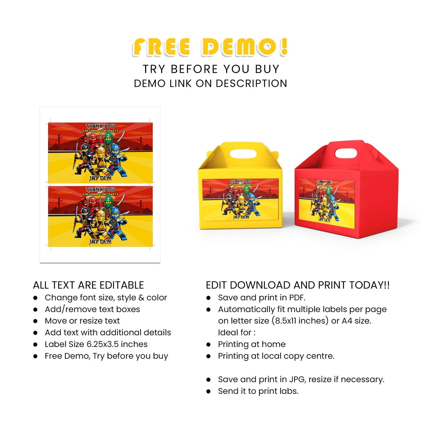 Make Your Treats Extra Special with Our Ninjago Treat Box Label