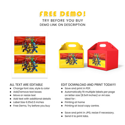 Make Your Treats Extra Special with Our Ninjago Treat Box Label