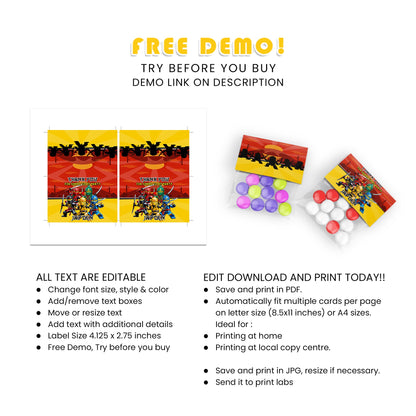 Elevate Your Treat Bags with Our Ninjago Treat Bag Topper Label