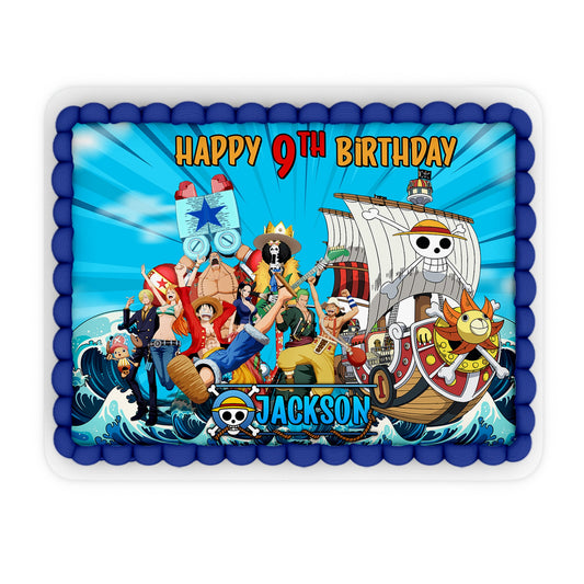 Rectangle Edible Sheet Cake Images with One Piece Manga Series Personalization