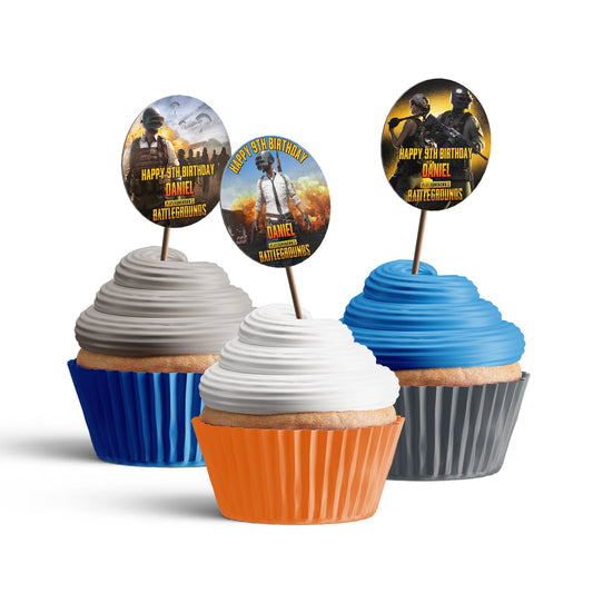 PUBG Personalized Cupcakes Toppers - Personalized PUBG cupcake toppers for parties