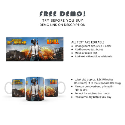 PUBG Sublimation Mug - Personalized Sublimation Mugs for PUBG - Customizable and Unique