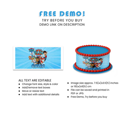Paw Patrol Edible Cake Strips