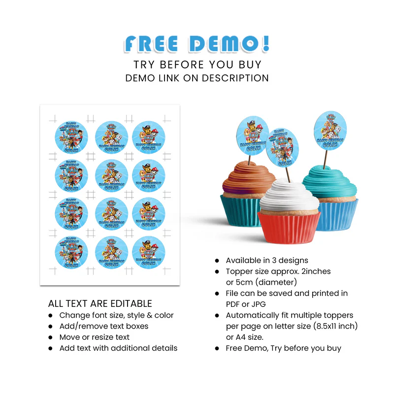 Paw Patrol Cupcake Toppers Printable