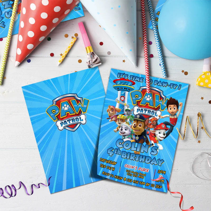 Paw Patrol Birthday Decorations, Rocky Zuma Party Supplies, Rubble & Crew Themed, Paw Patrol Digital Template, Editable Paw Patrol Image SVG PNG