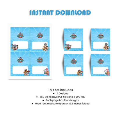 Paw Patrol Food Tent Cards Editable