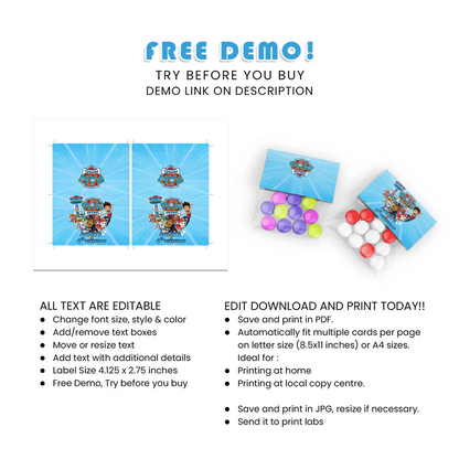 Paw Patrol Treat Bag Topper Printable