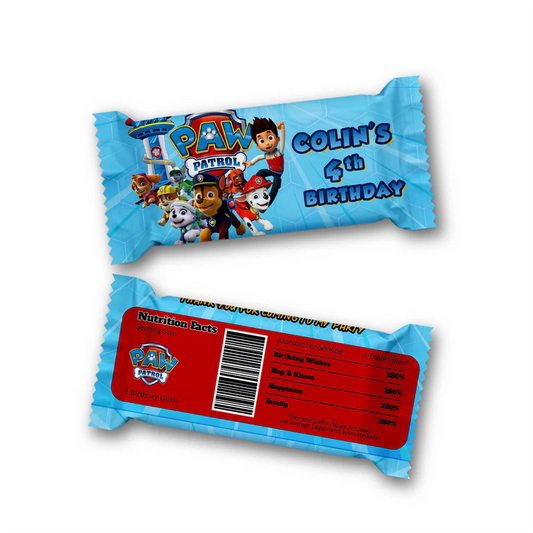Paw Patrol Rice Krispies and candy bar label combo with custom text