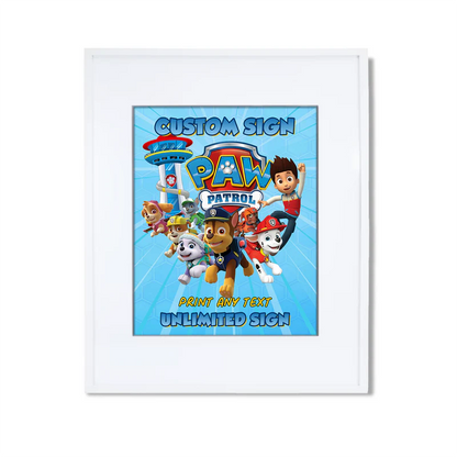 Paw Patrol custom sign with large editable title and playful character layout