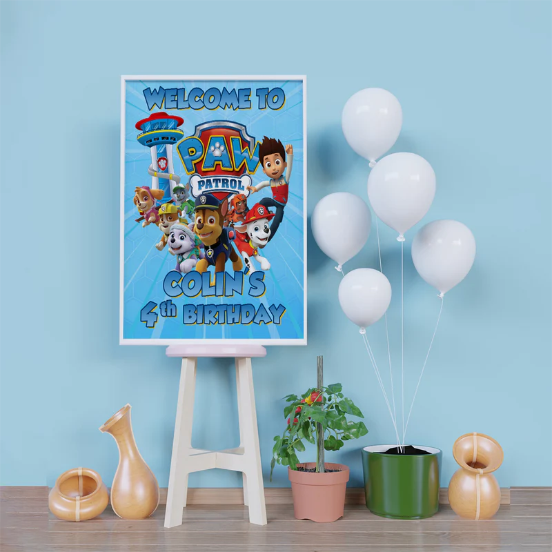 Paw Patrol Birthday Decorations, Rocky Zuma Party Supplies, Rubble & Crew Themed, Paw Patrol Digital Template, Editable Paw Patrol Image SVG PNG