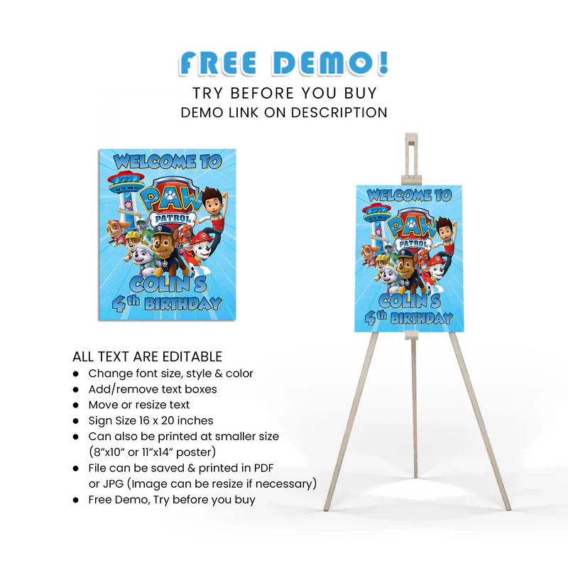Paw Patrol Welcome Sign Template