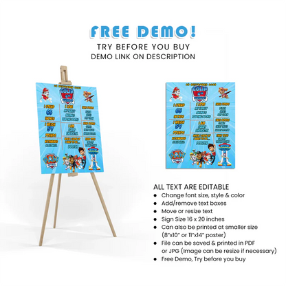 Paw Patrol Birthday Milestone Poster