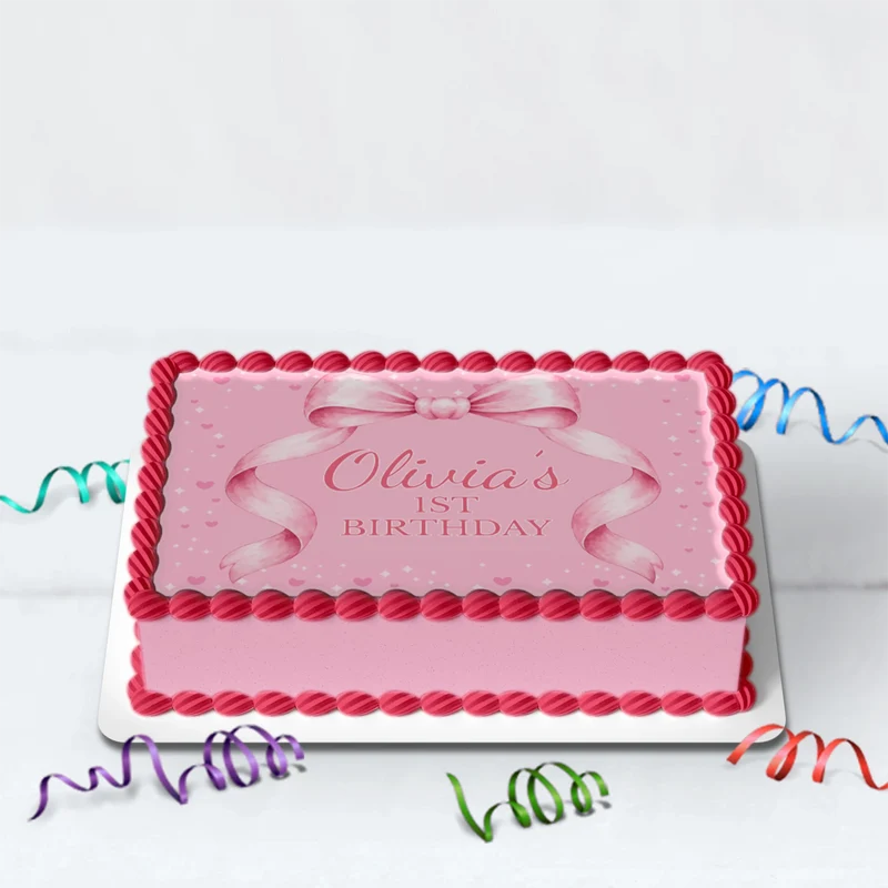 Cute Pink Bow Birthday Decorations, Pastel Pink Bow Party Supplies, Pink Bow Themed, Pink Bow Digital Template, Editable Pink Bow Image SVG PNG