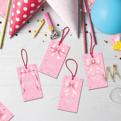 Cute Pink Bow Birthday Decorations, Pastel Pink Bow Party Supplies, Pink Bow Themed, Pink Bow Digital Template, Editable Pink Bow Image SVG PNG
