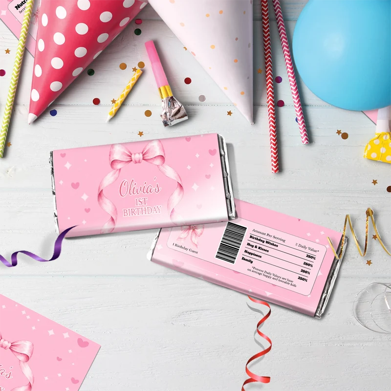 Cute Pink Bow Birthday Decorations, Pastel Pink Bow Party Supplies, Pink Bow Themed, Pink Bow Digital Template, Editable Pink Bow Image SVG PNG