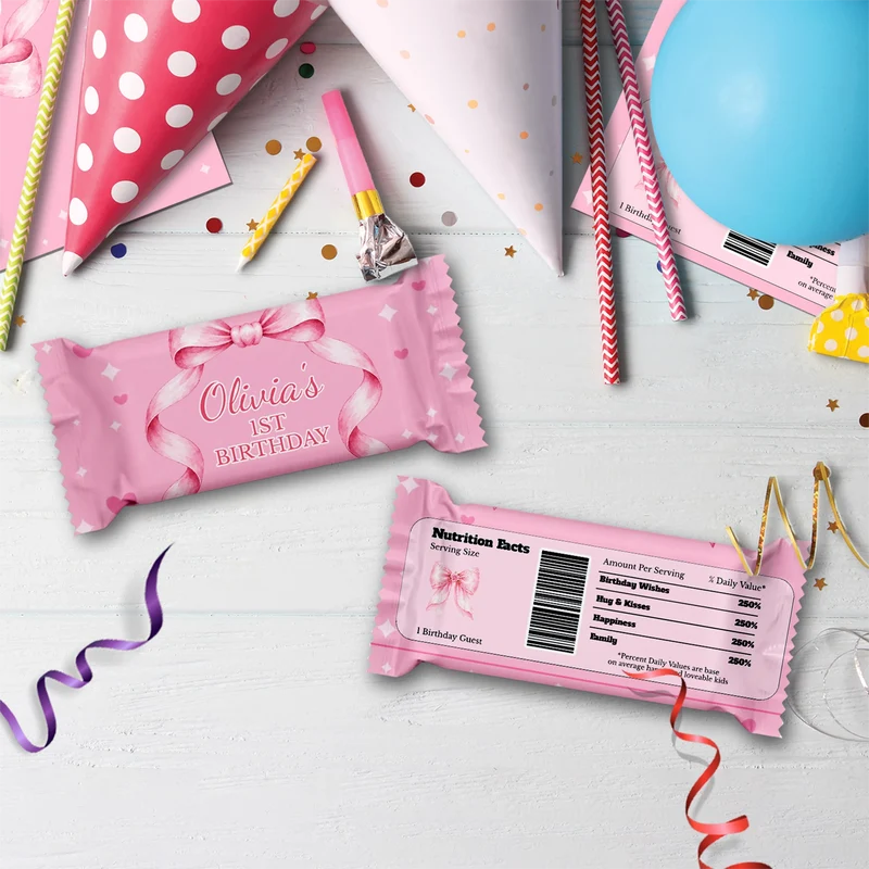 Cute Pink Bow Birthday Decorations, Pastel Pink Bow Party Supplies, Pink Bow Themed, Pink Bow Digital Template, Editable Pink Bow Image SVG PNG