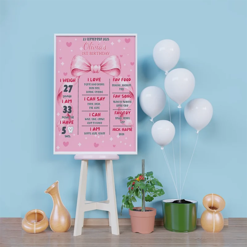 Cute Pink Bow Birthday Decorations, Pastel Pink Bow Party Supplies, Pink Bow Themed, Pink Bow Digital Template, Editable Pink Bow Image SVG PNG
