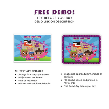 Pipi Ma Personalized Icing Sheet Cake Topper Images Digital Download