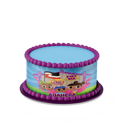 Pipi Ma custom cake strips with bright geometric patterns displayed on a clean white background