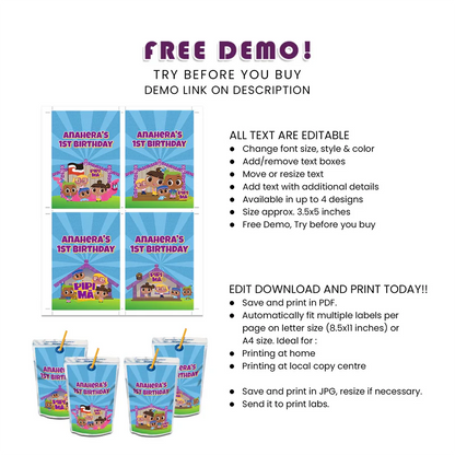 Pipi Ma Juice Pouch Label Printable Digital Download