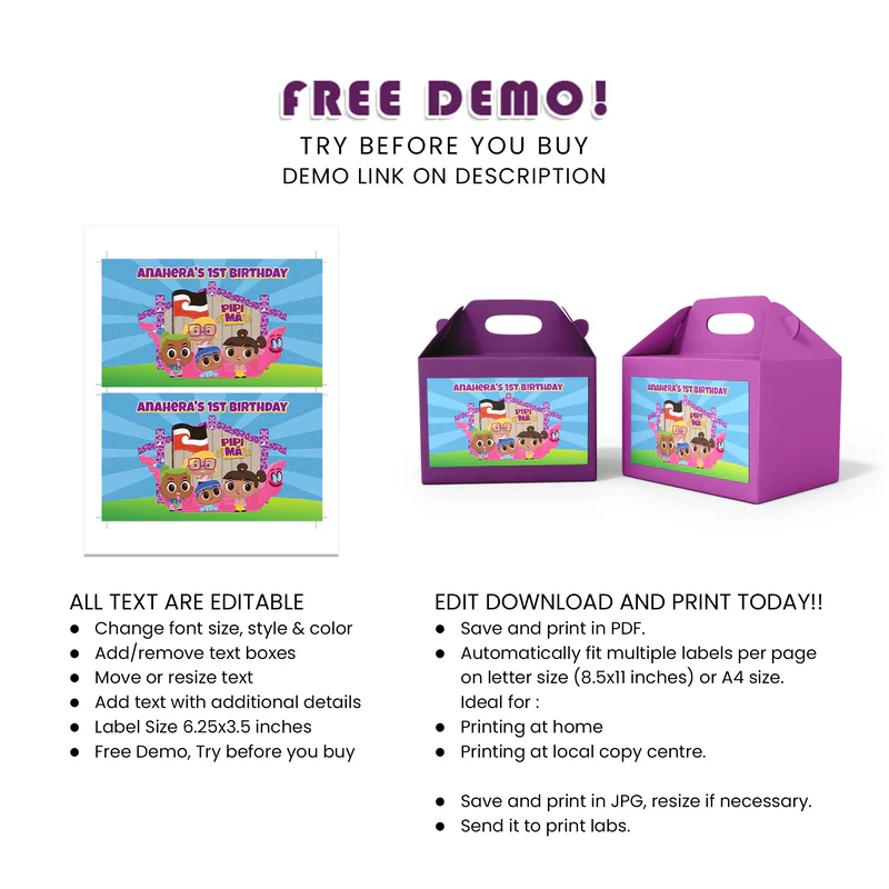 Pipi Ma Treat Box Label Printable Digital Download