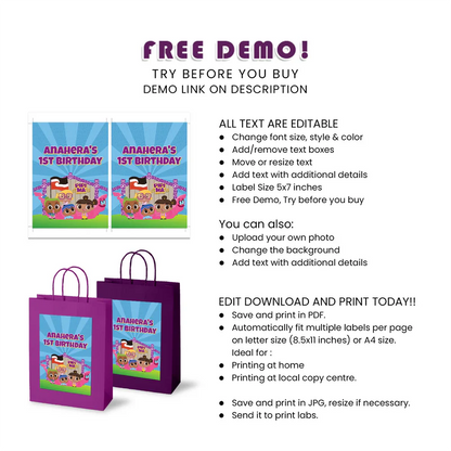 Pipi Ma Goodie Bag Label Printable Digital Download
