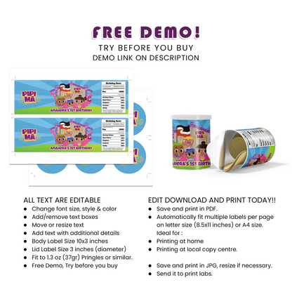 Pipi Ma Small Pringles Label Printable Digital Download