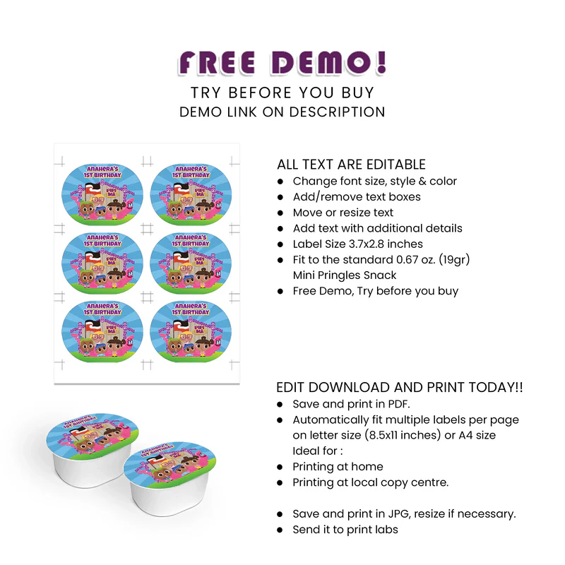 Pipi Ma Mini Pringles Label Printable Digital Download