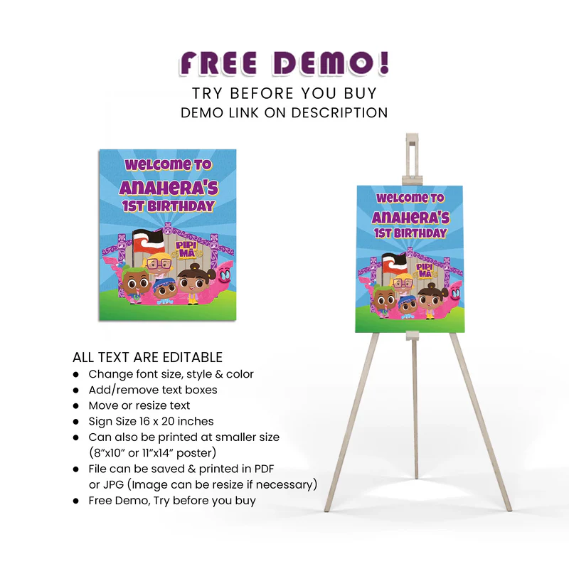 Pipi Ma Welcome Sign Printable Digital Download