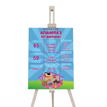 Pipi Ma milestone poster showing a colorful chalkboard style layout filled with custom text highlights