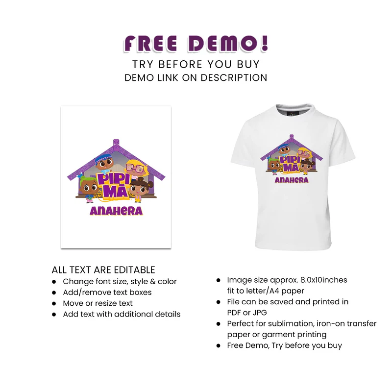 Pipi Ma Sublimation T-Shirt Digital Download
