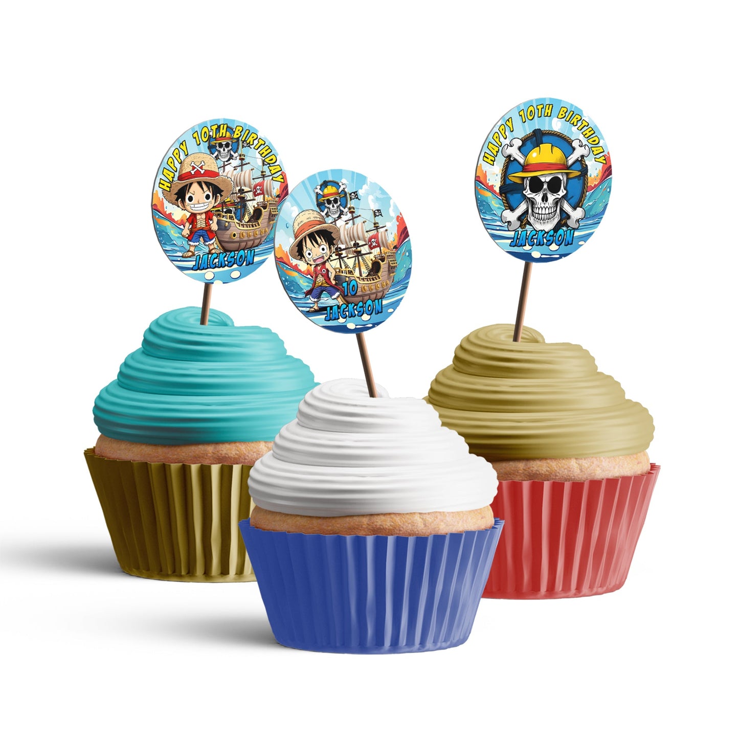 One Piece Manga Series Personalized Cupcakes Toppers