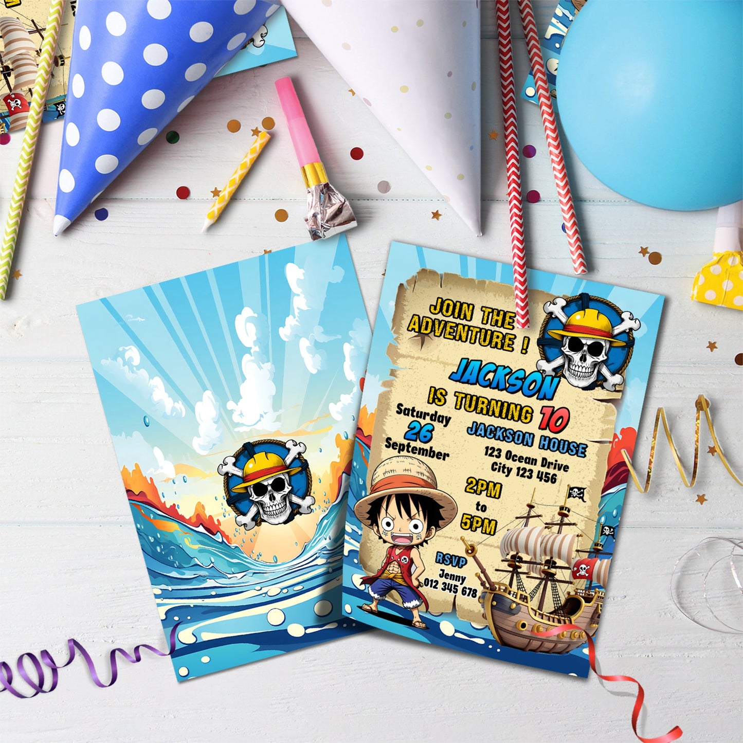 One Piece Birthday Decorations, One Piece Manga Series Party Supplies, Monkey D. luffy, One Piece Anime, One Piece SVG