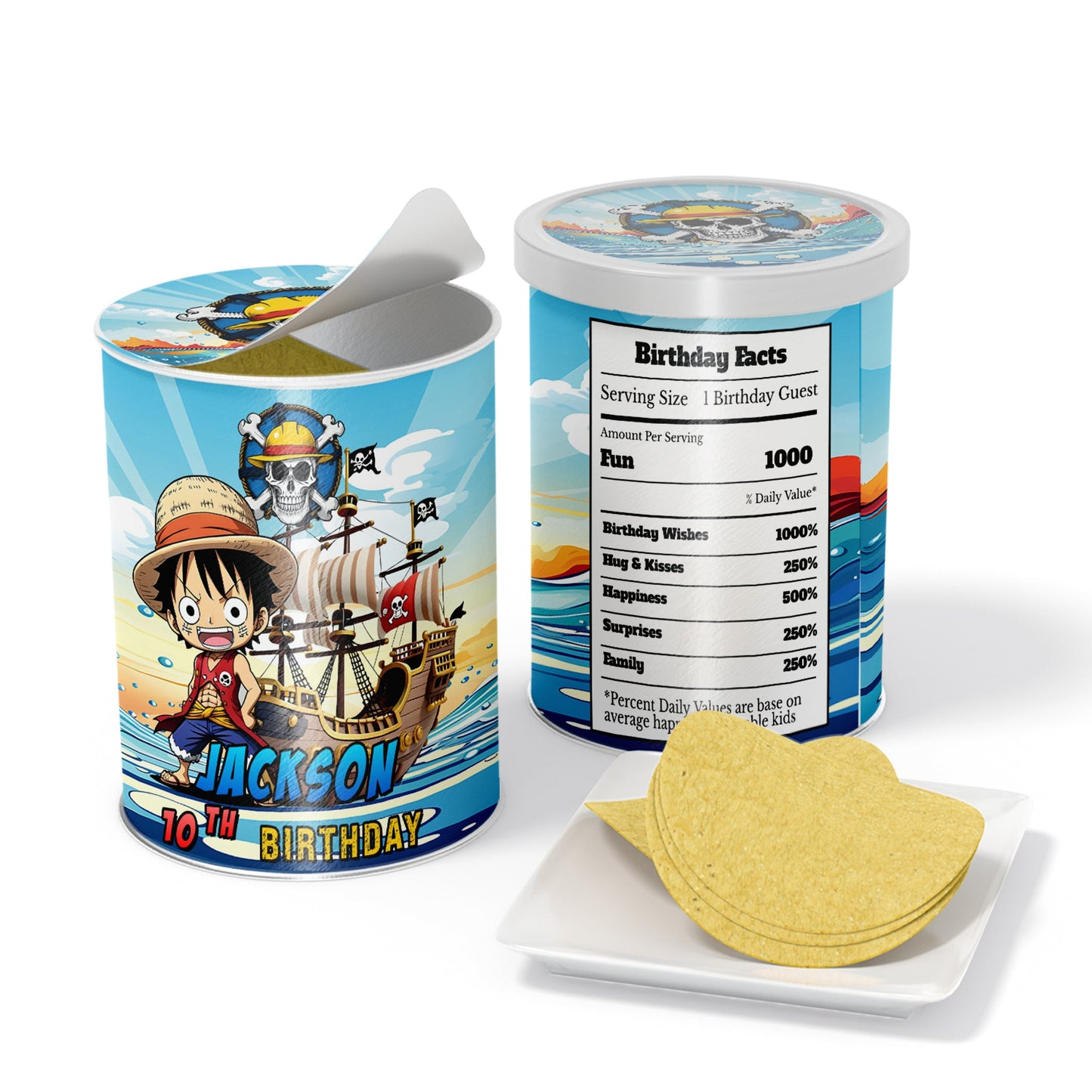 Small Pringles Label with One Piece Manga Series Theme