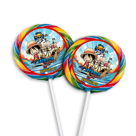 Lollipop Label with One Piece Manga Series Theme