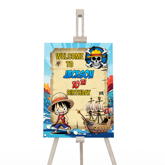 Welcome Sign with One Piece Manga Series Theme