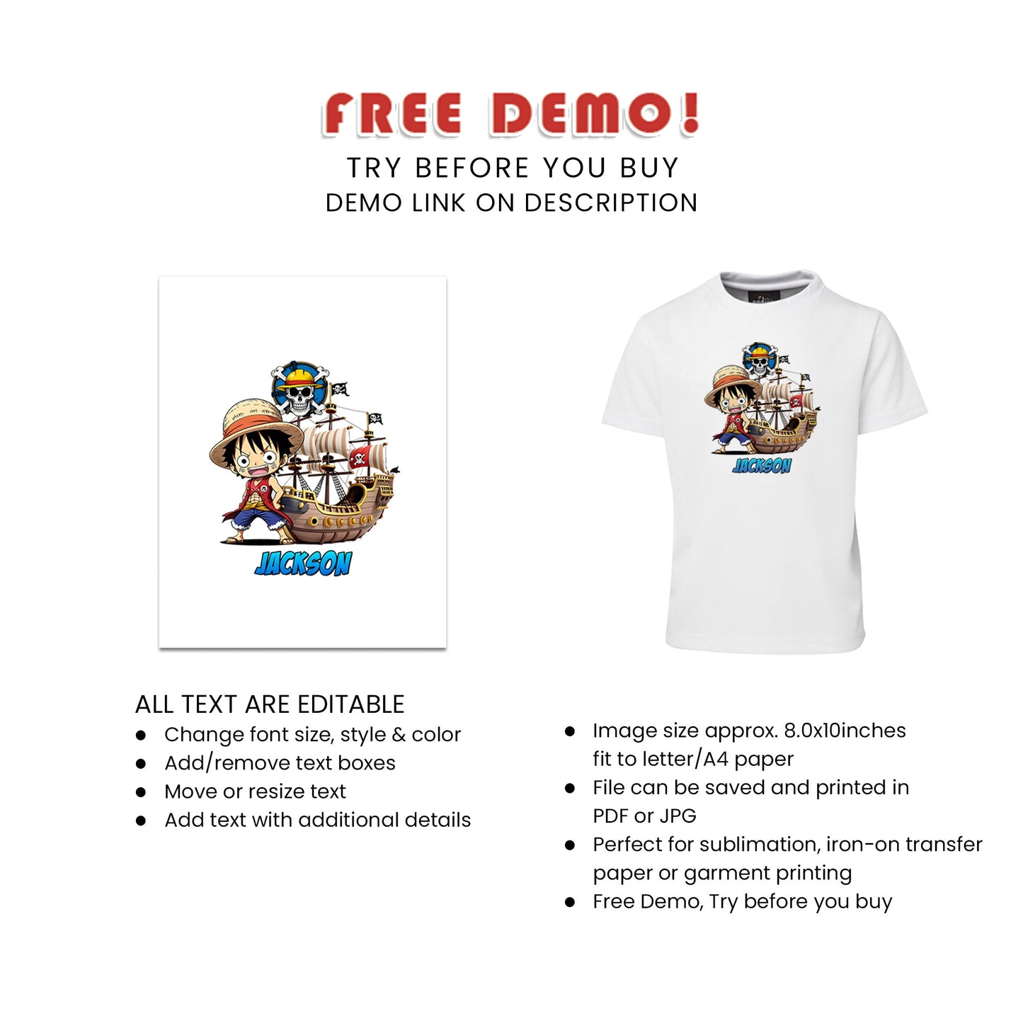 One Piece Sublimation T-Shirt - Show Off Your Love for Manga in Style