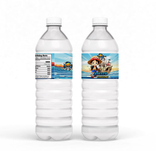 Water Bottle Label with One Piece Manga Series Theme
